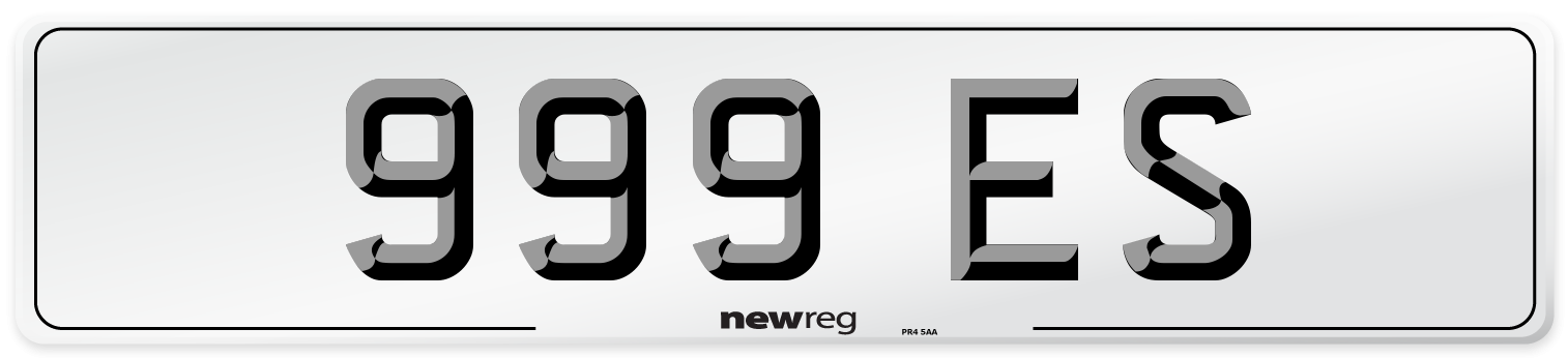 999 ES Number Plate from New Reg